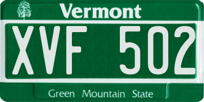 VT license plate XVF502