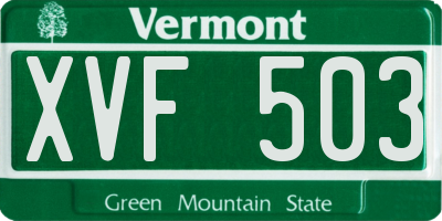 VT license plate XVF503