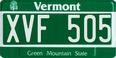 VT license plate XVF505