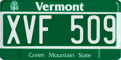 VT license plate XVF509