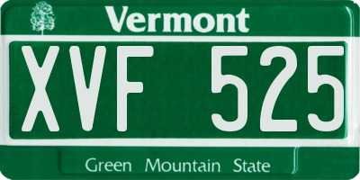 VT license plate XVF525
