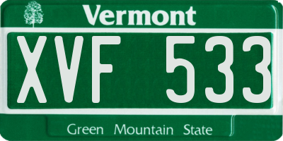 VT license plate XVF533