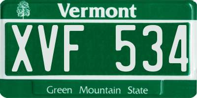 VT license plate XVF534