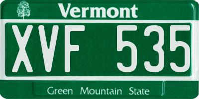 VT license plate XVF535