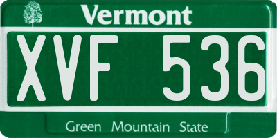 VT license plate XVF536
