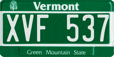 VT license plate XVF537