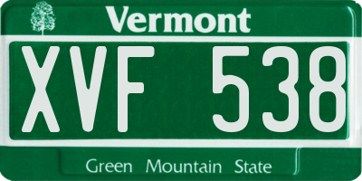 VT license plate XVF538