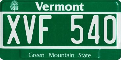 VT license plate XVF540