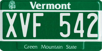 VT license plate XVF542