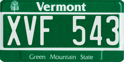 VT license plate XVF543