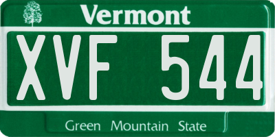 VT license plate XVF544