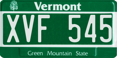 VT license plate XVF545