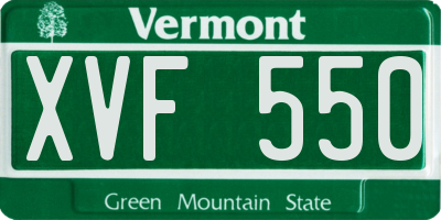 VT license plate XVF550