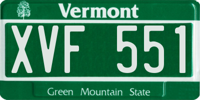 VT license plate XVF551