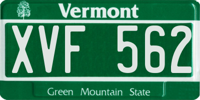 VT license plate XVF562