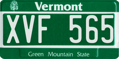 VT license plate XVF565