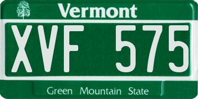 VT license plate XVF575