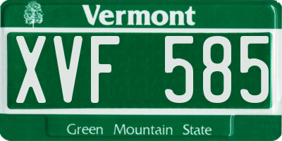 VT license plate XVF585