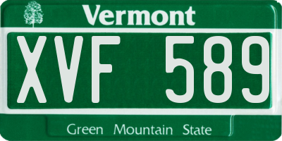 VT license plate XVF589