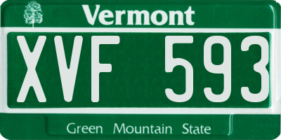 VT license plate XVF593
