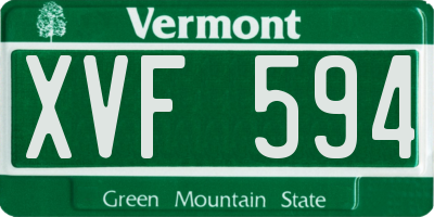 VT license plate XVF594