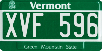 VT license plate XVF596