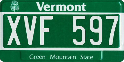 VT license plate XVF597