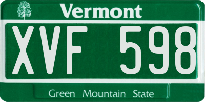 VT license plate XVF598