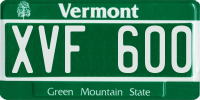 VT license plate XVF600