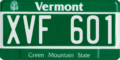 VT license plate XVF601
