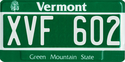VT license plate XVF602