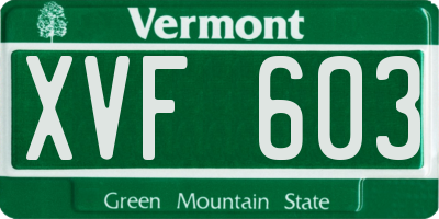 VT license plate XVF603