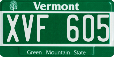 VT license plate XVF605