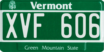 VT license plate XVF606