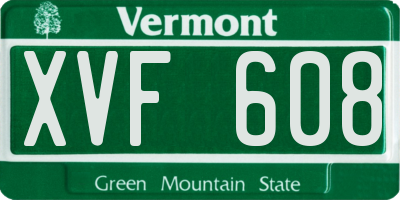 VT license plate XVF608