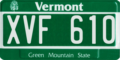 VT license plate XVF610