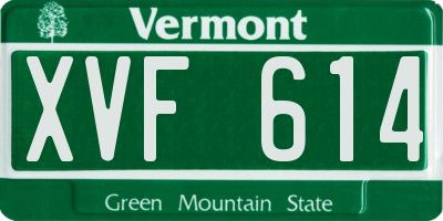 VT license plate XVF614