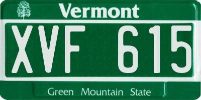 VT license plate XVF615
