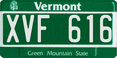 VT license plate XVF616
