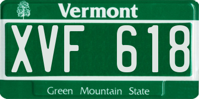 VT license plate XVF618