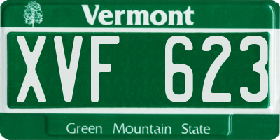 VT license plate XVF623