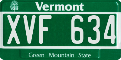 VT license plate XVF634