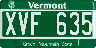 VT license plate XVF635