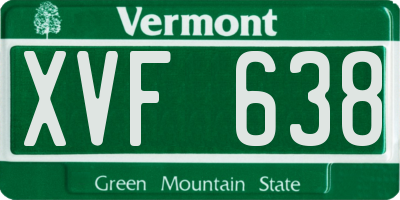 VT license plate XVF638
