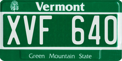 VT license plate XVF640