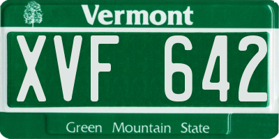 VT license plate XVF642