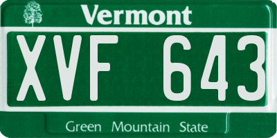 VT license plate XVF643