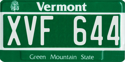 VT license plate XVF644