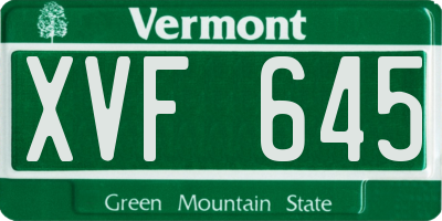 VT license plate XVF645