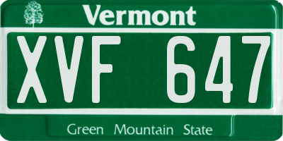 VT license plate XVF647